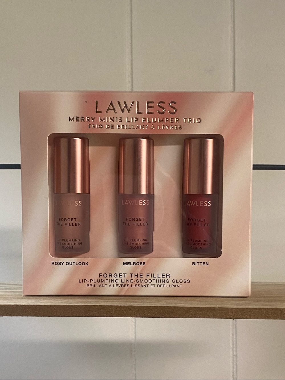 NIB LE Lawless Merry Minis Lip Plumping Trio Forget the Filler Lip Gloss